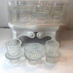 NEW ROBERT STANLEY SIGNATURE COLLECTION 3 PIECE GLASS CANDLE HOLDER SET